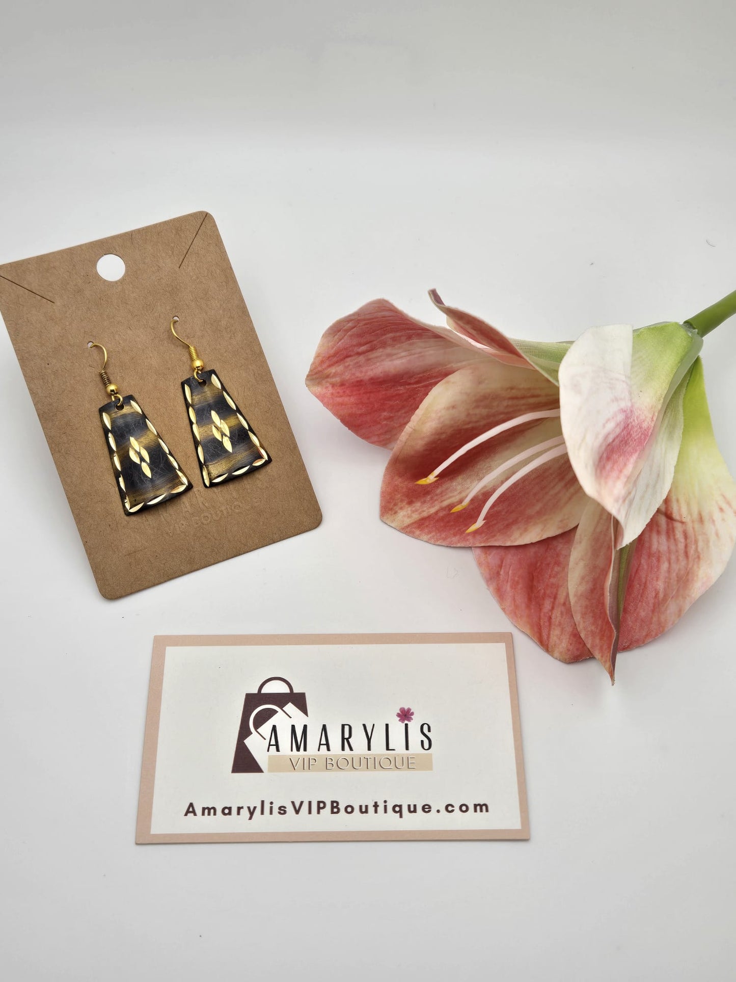 Metal Dangle Earrings with Gold Carved Details