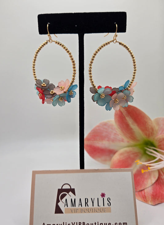 floral earrings, hoop earrings, dangle earrings, boho jewelry, feminine style, gold accessories, modern classics, chic jewelry, gift for her