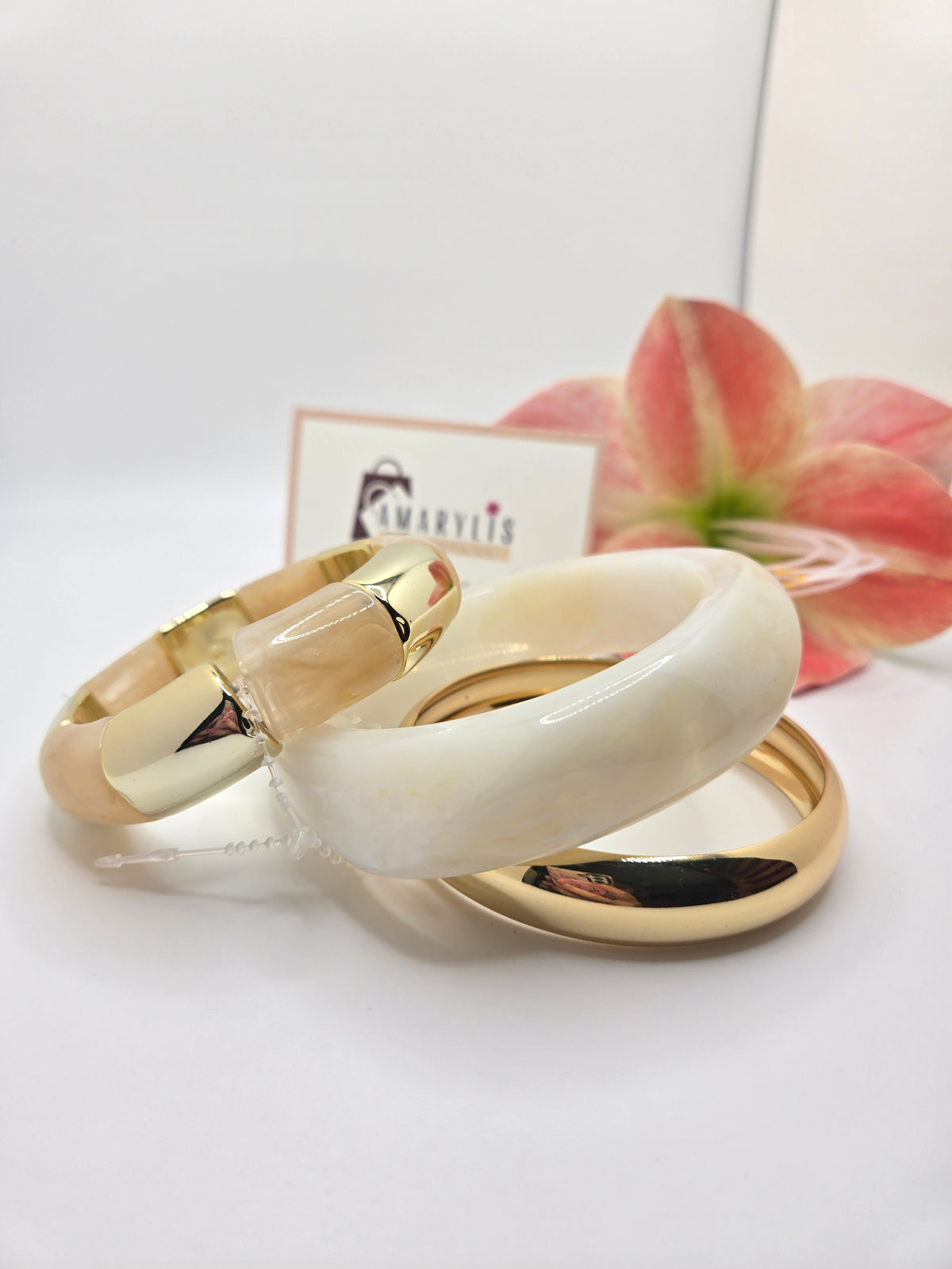 Marble Resin Bangles & Beads Bracelet Trio — Stylish Bracelet Set
