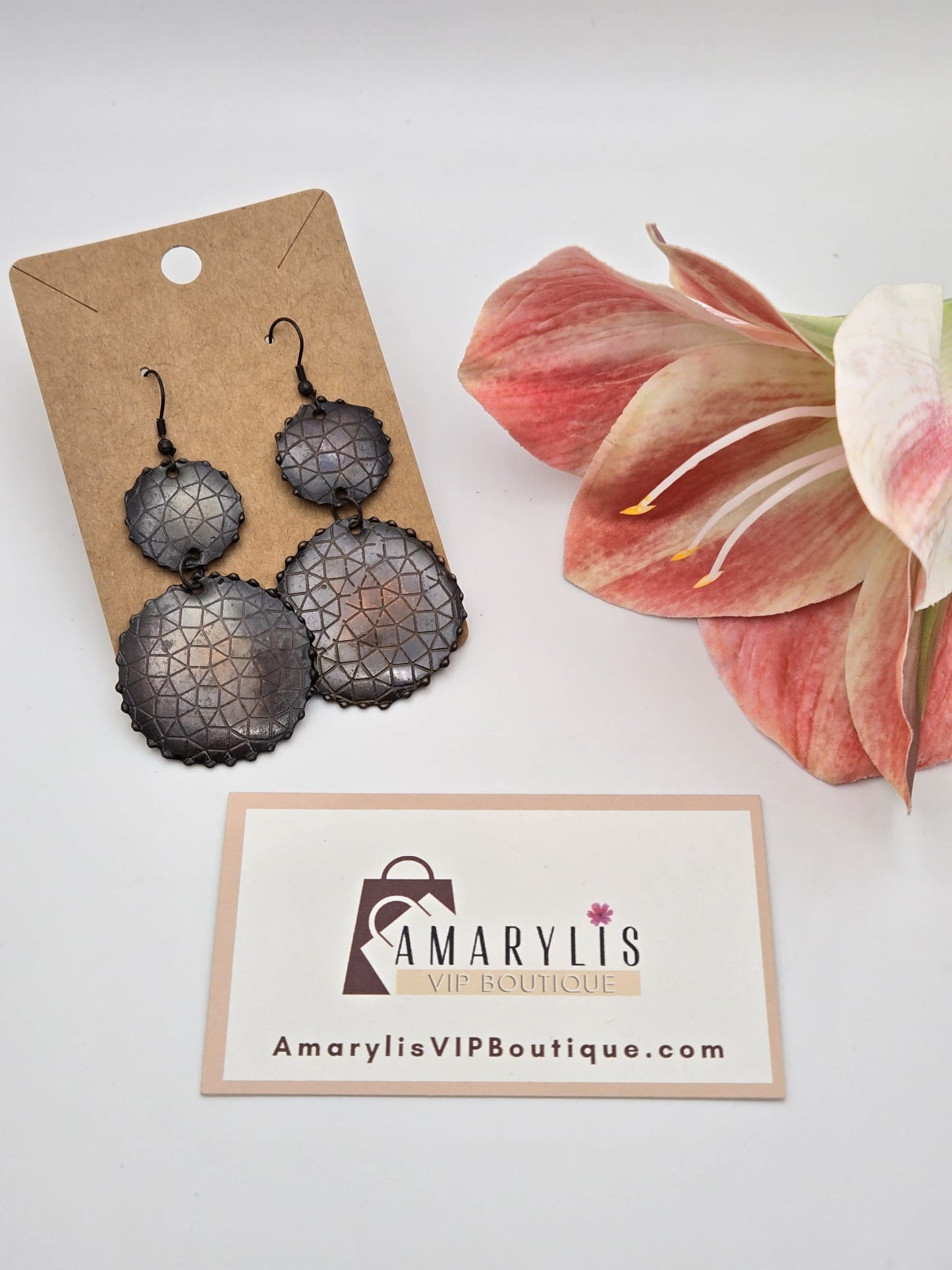 Boho Chic Brown Metal Earrings