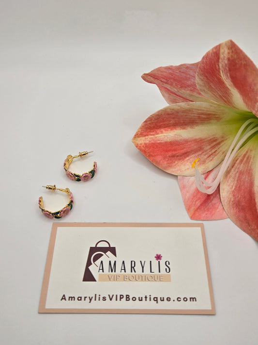 Floral 18K Gold-Plated C-Hoop Earrings