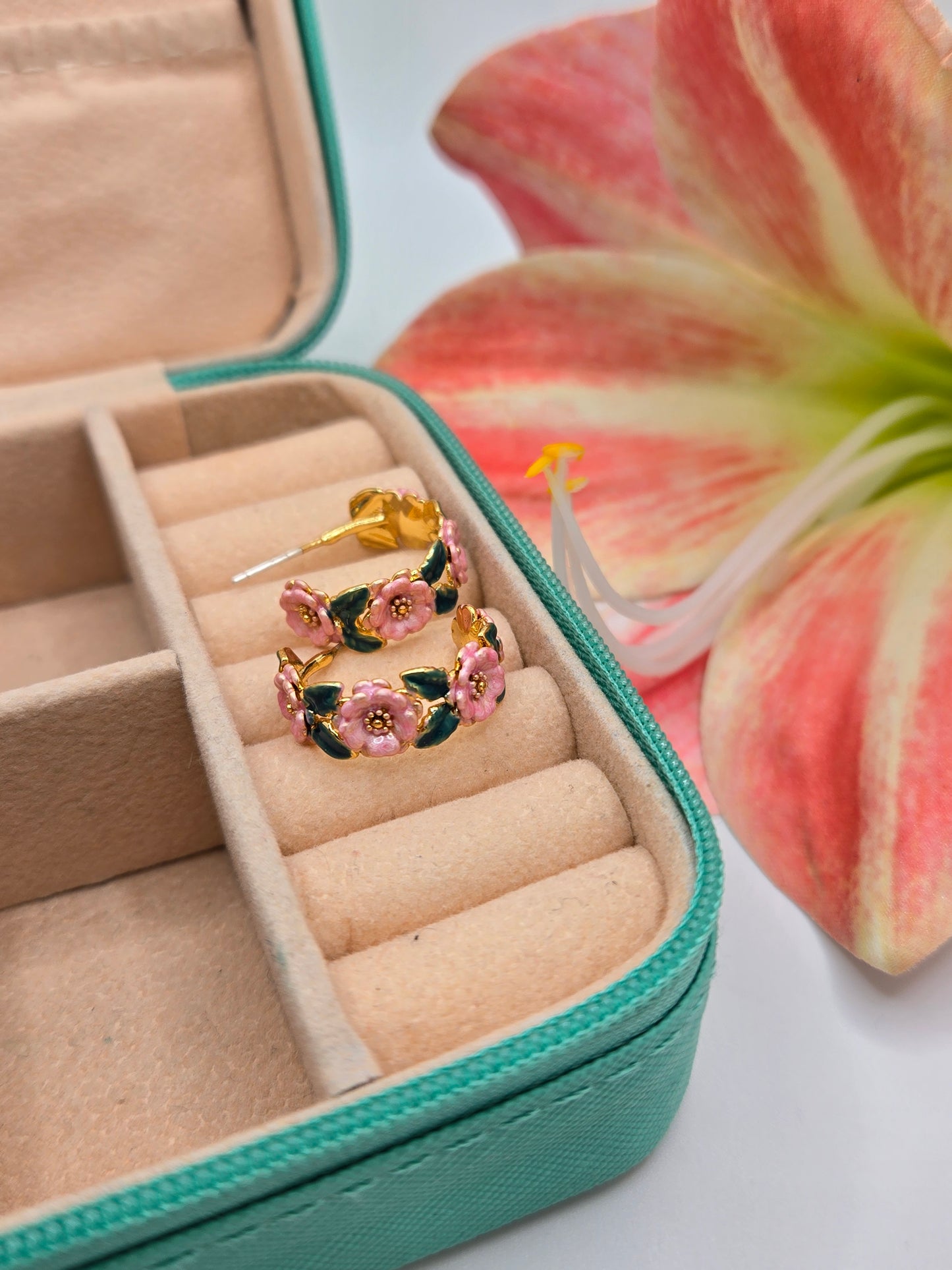 Floral 18K Gold-Plated C-Hoop Earrings