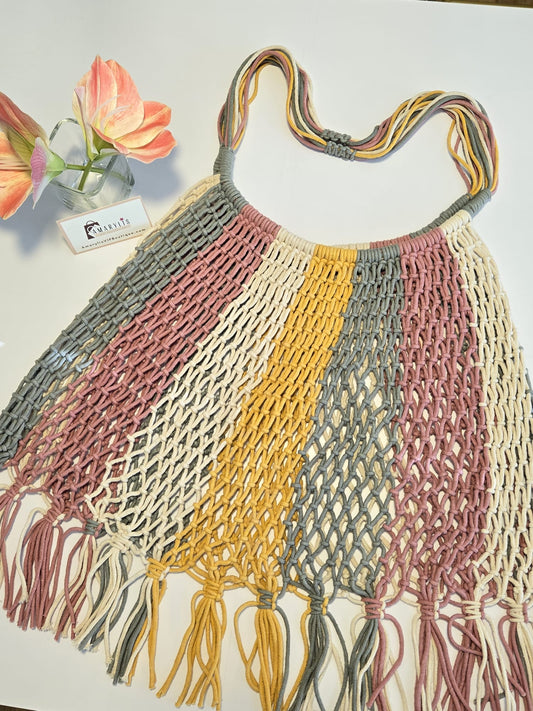 Gemma Bag- Cotton Tote - Pink and Yellow