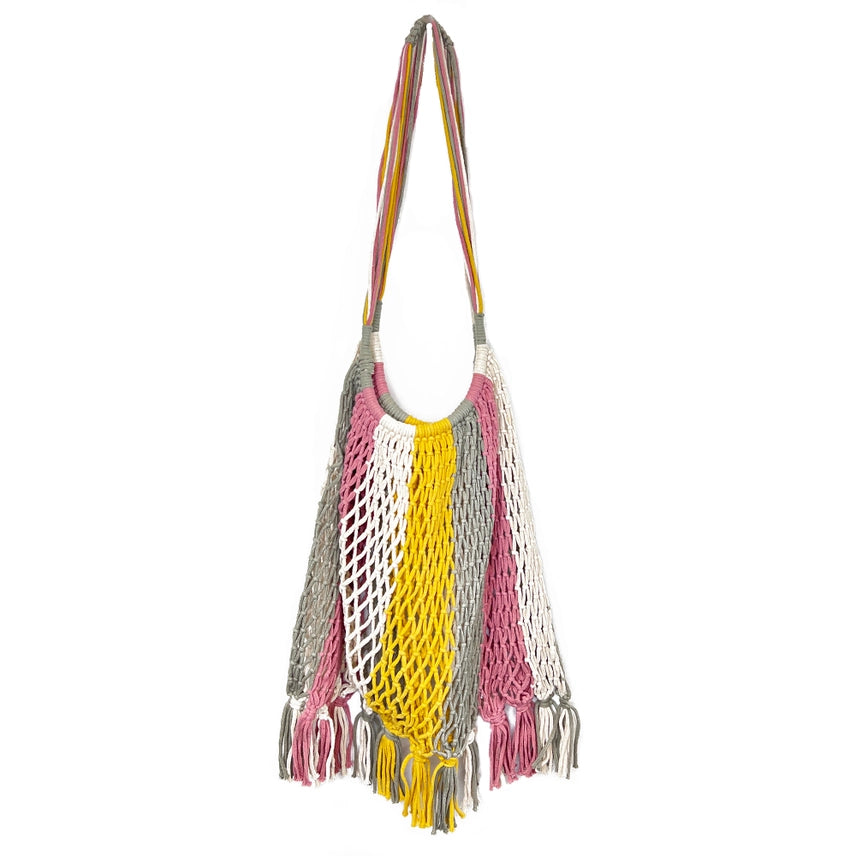 Gemma Bag- Cotton Tote - Pink and Yellow