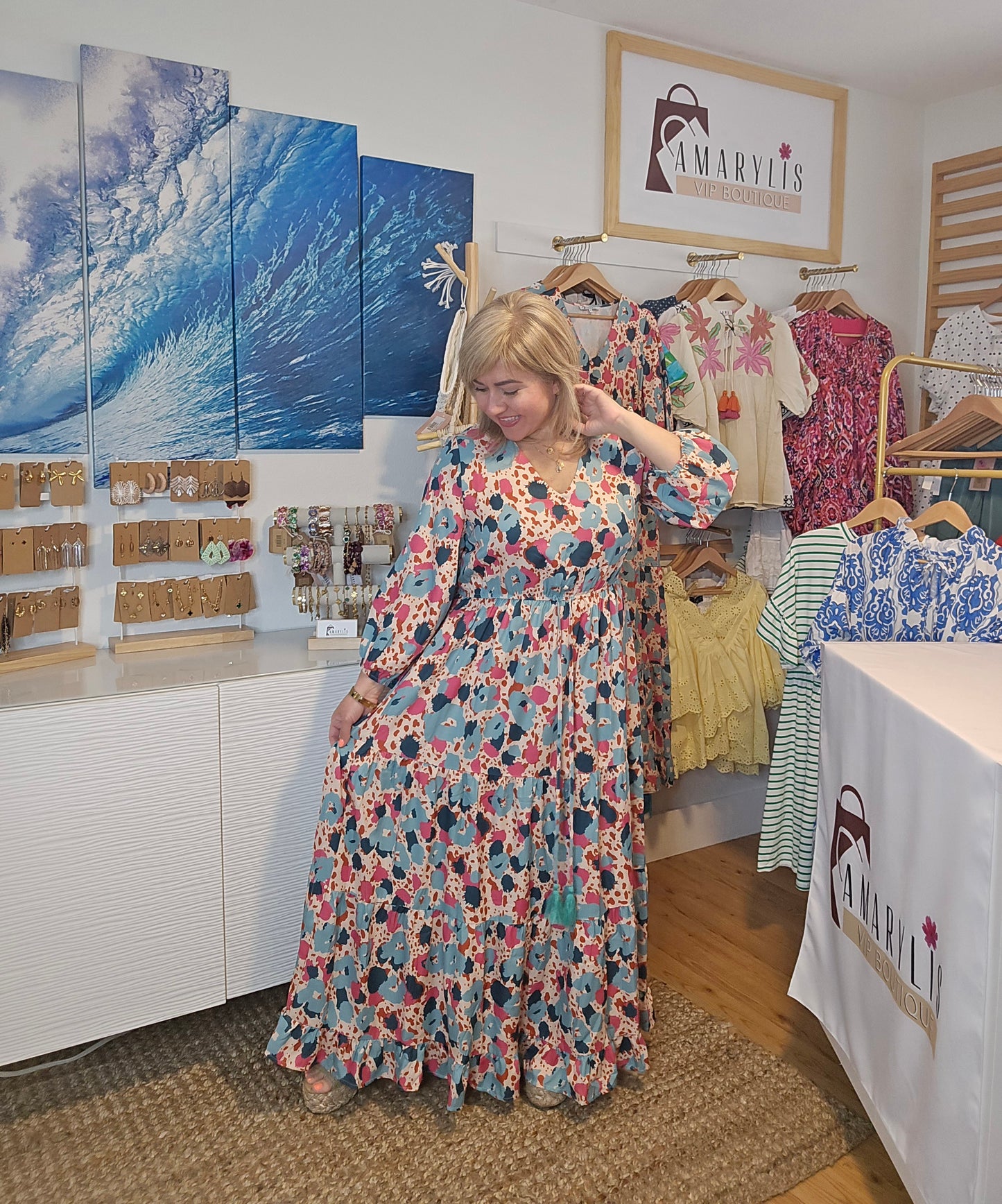 Printed Long Sleeve Maxi Dress