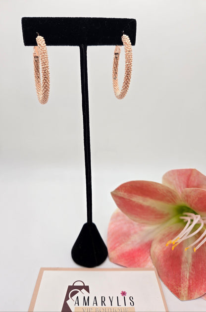 rose gold hoops, shimmer earrings, elegant accessories, lightweight jewelry, versatile earrings, boho chic style