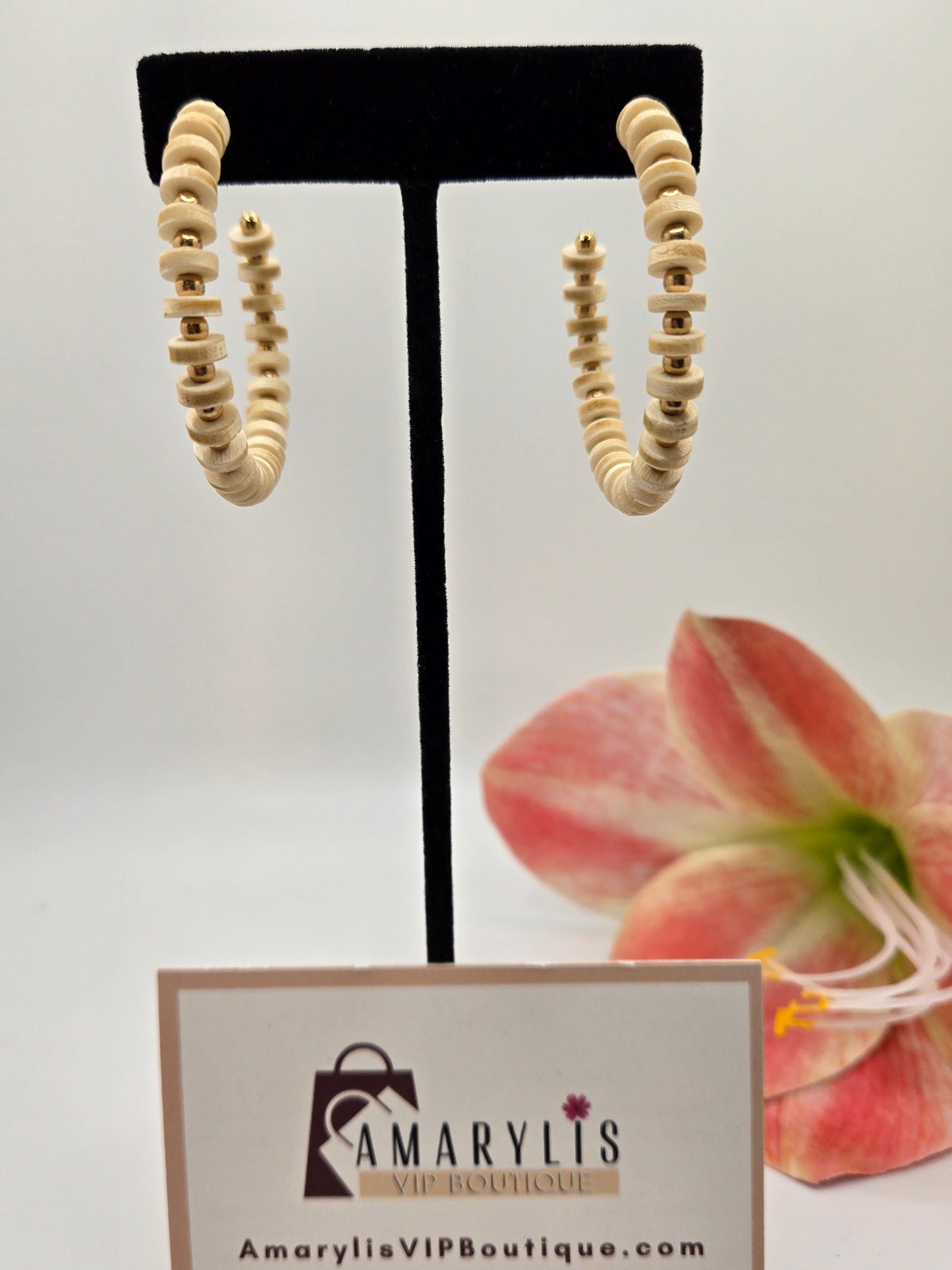 wood earrings, beaded hoops, boho jewelry, wooden beads, lightweight earrings, cylinder beads, boho accessories