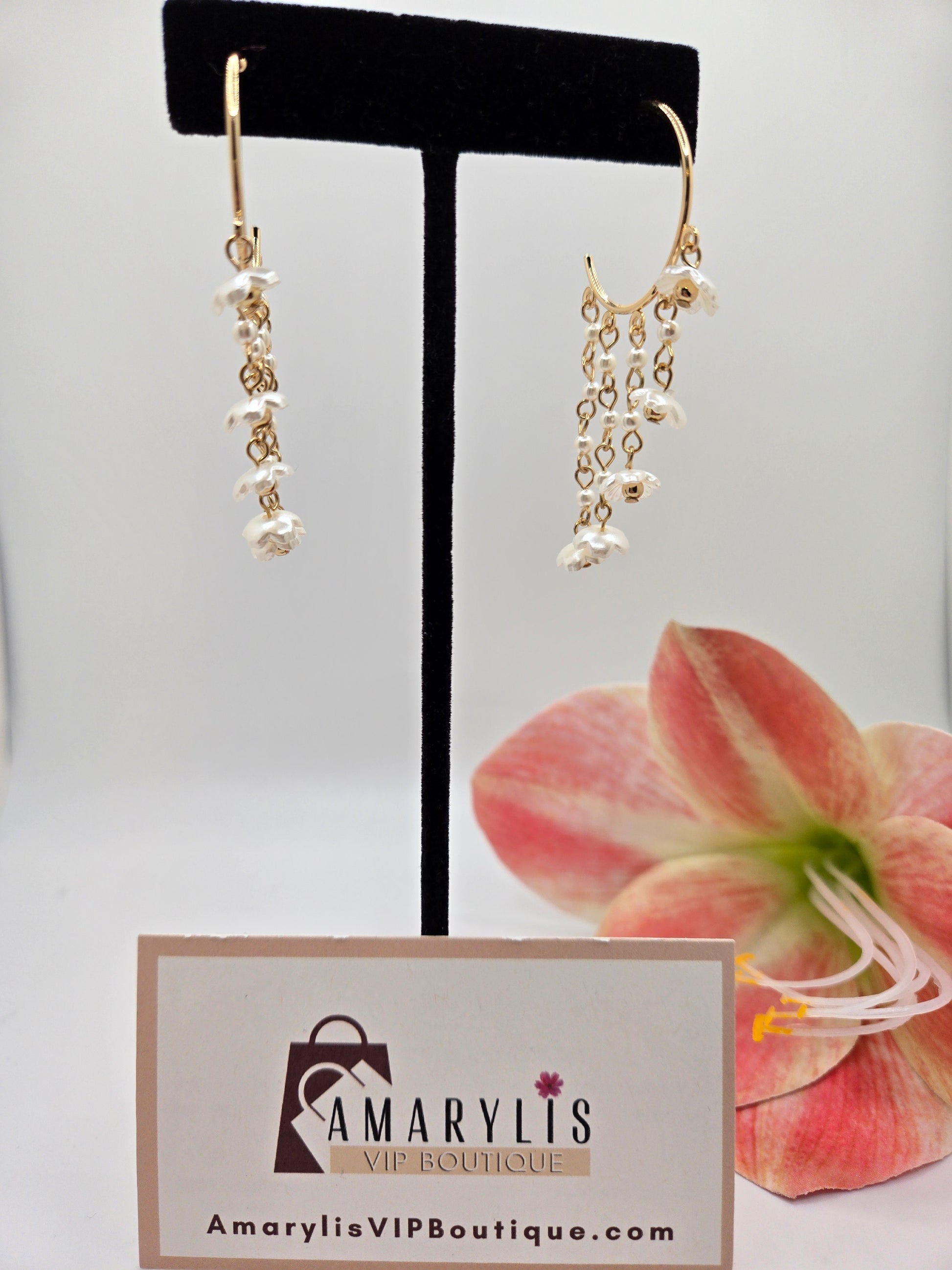 hoop earrings, pearl earrings, floral hoops, boho accessories, feminine jewelry, statement hoops, boutique style