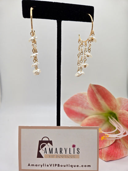 hoop earrings, pearl earrings, floral hoops, boho accessories, feminine jewelry, statement hoops, boutique style