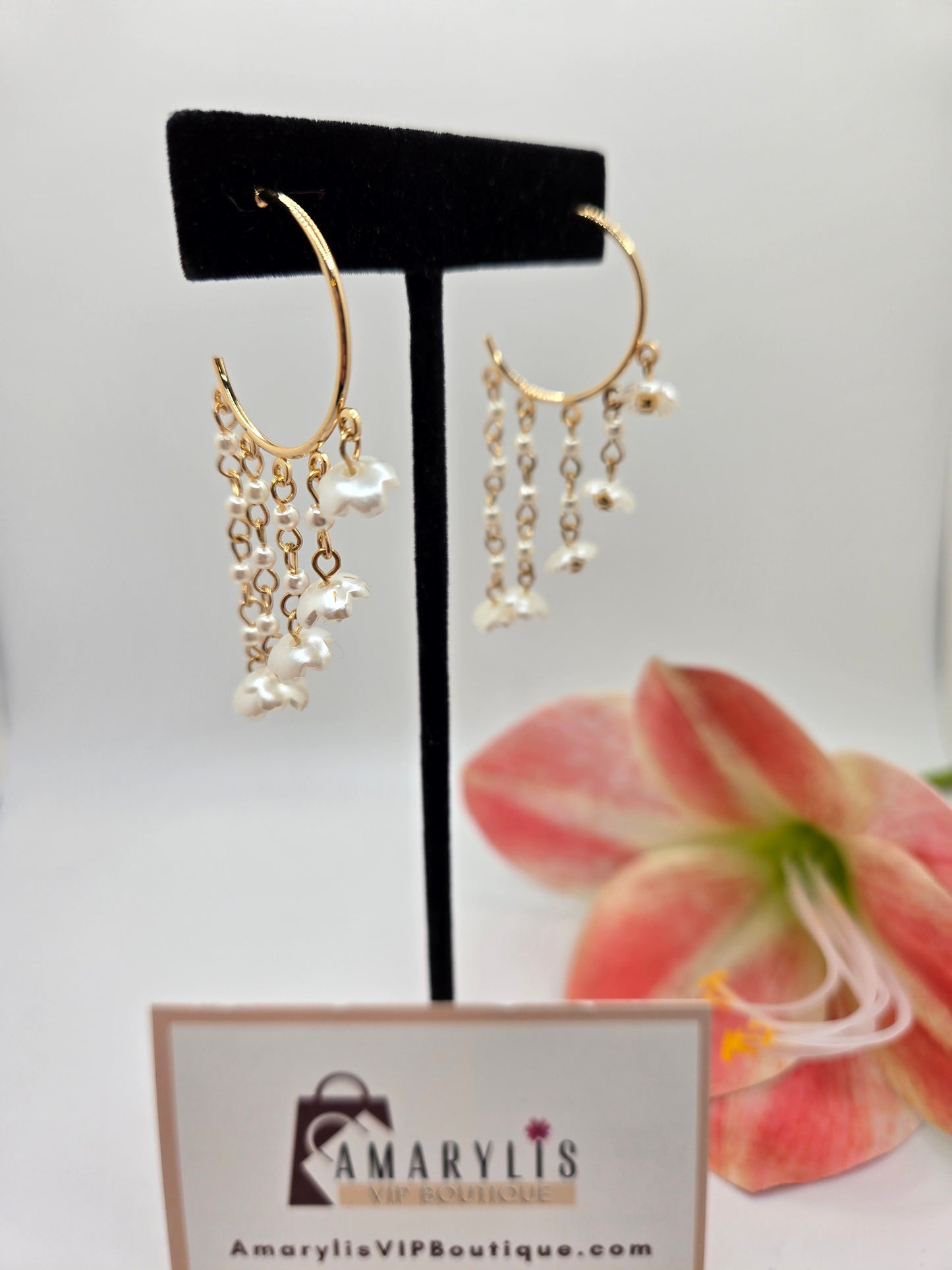 hoop earrings, pearl earrings, floral hoops, boho accessories, feminine jewelry, statement hoops, boutique style