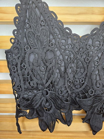 Crochet Floral Lace Black Cami