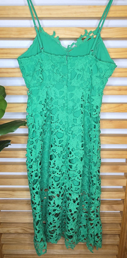 Crochet Lace Green Dress (Midi)