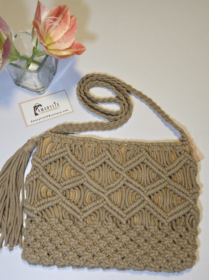 Woven Cotton Crossbody Macrame Bag