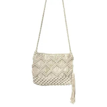 Woven Cotton Crossbody Macrame Bag