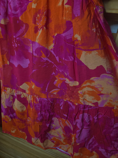 floral mini dress, V-neck dress, puff sleeves, elastic cuffs, tiered ruffles, tie back dress, airy A-line, relaxed fit, summer dress, lightweight dress, amarylisvipboutique, amarylis