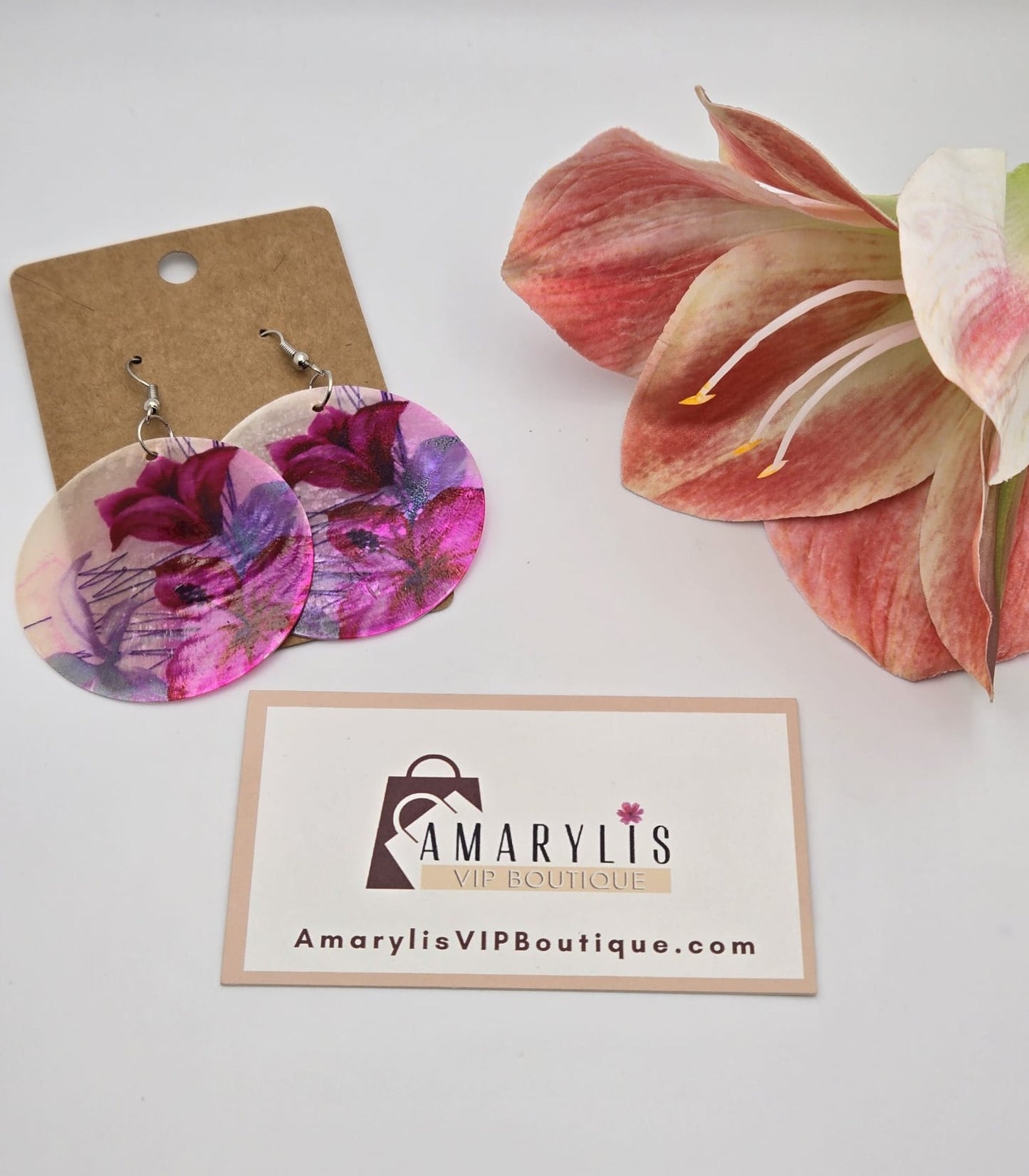 Hand-Painted Flower Dangle Earrings