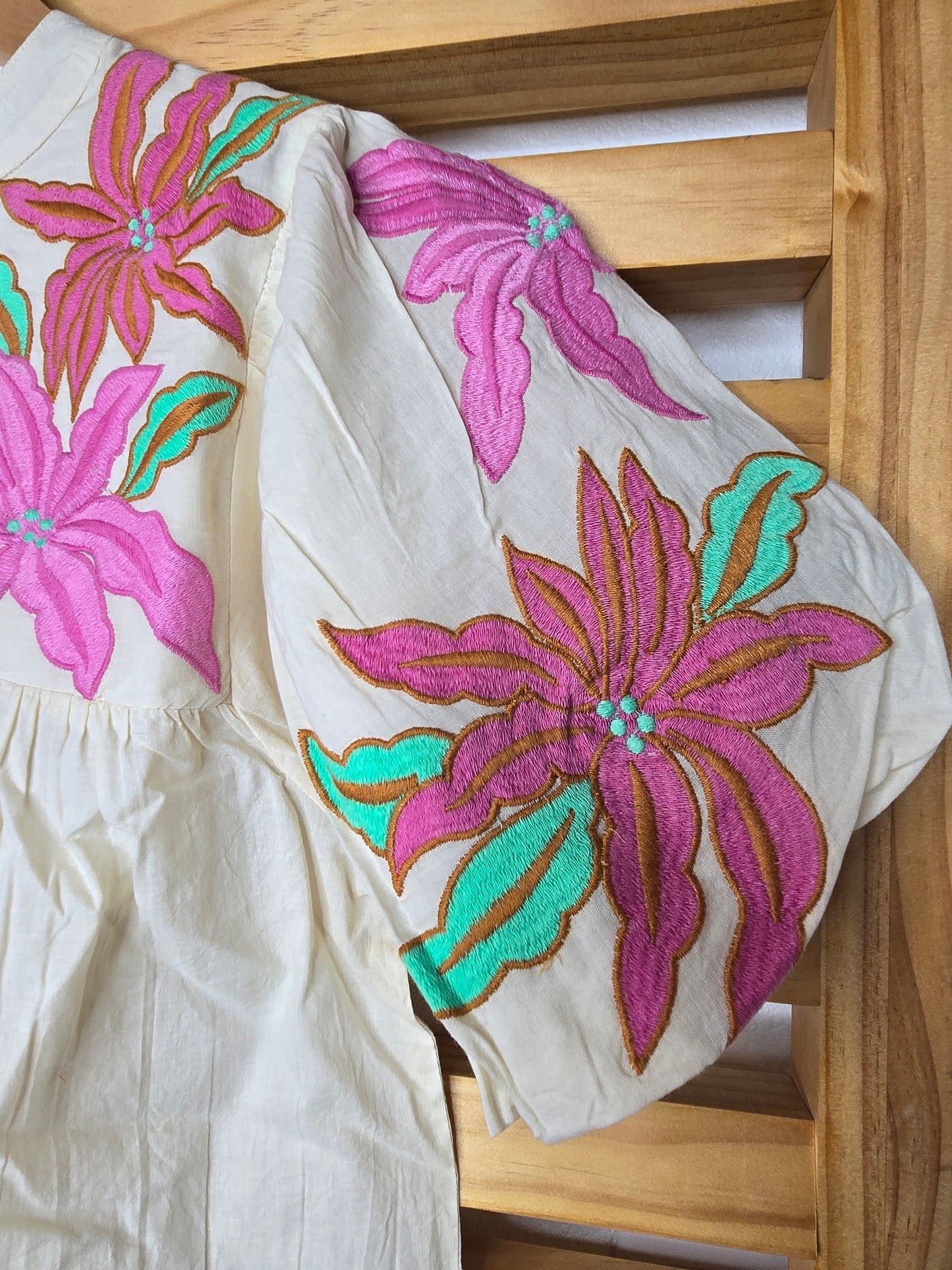 Embroidered Boho Blouse with Vibrant Floral Details