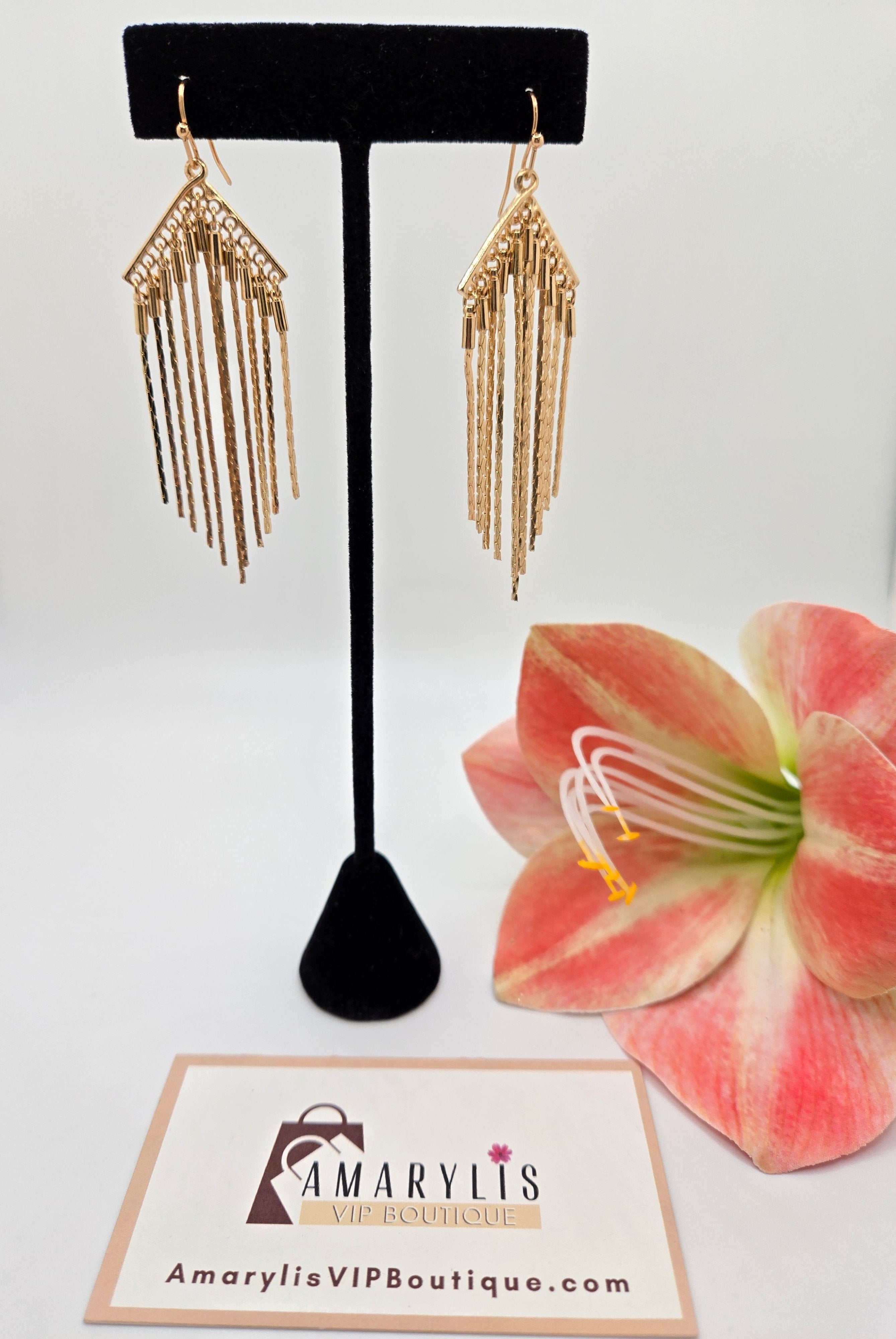 Vip Earring Metallic Chain Fringe Drop Earrings – Amarylis VIP Boutique