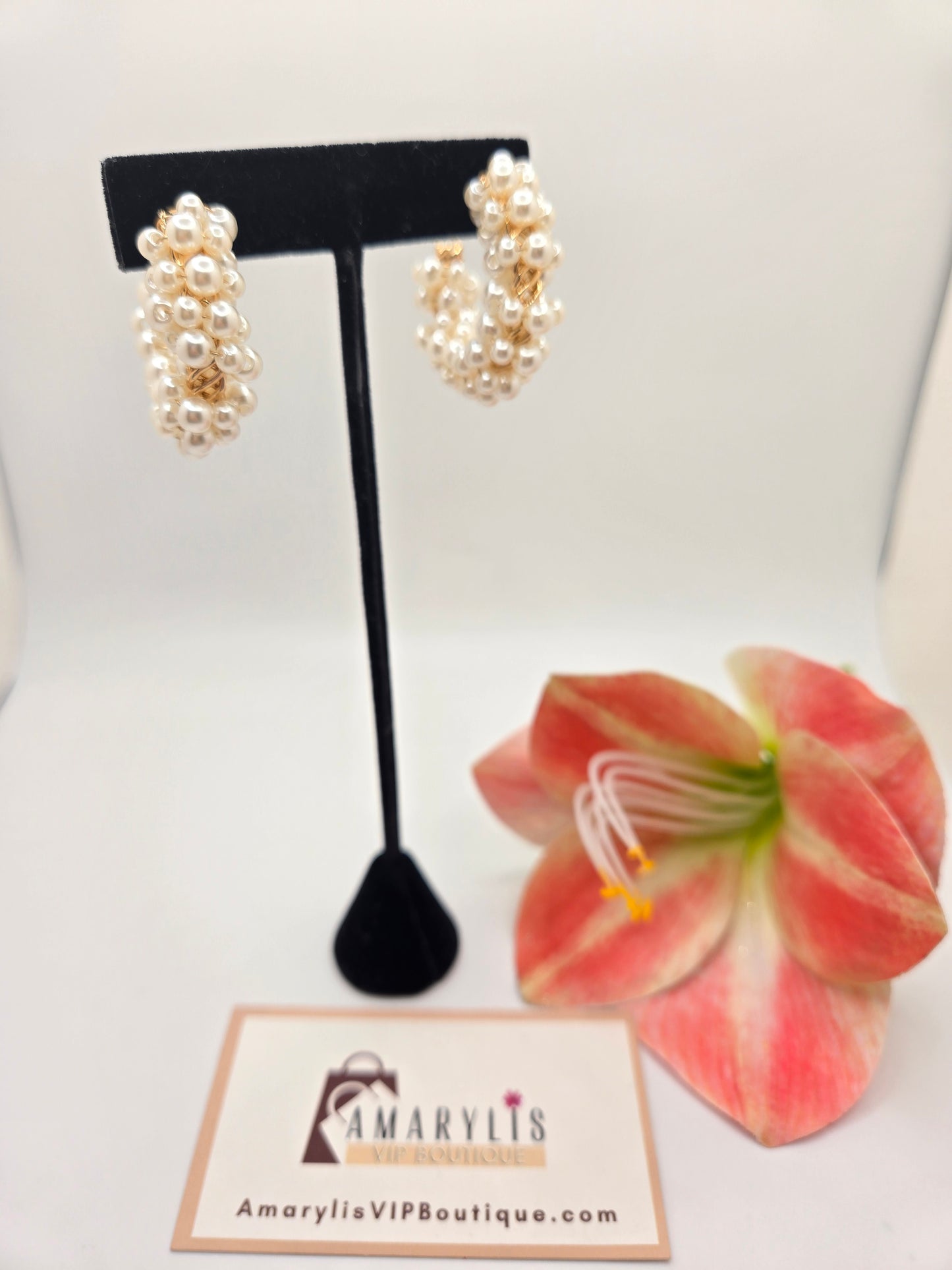 Pearl Cluster Hoop Earrings