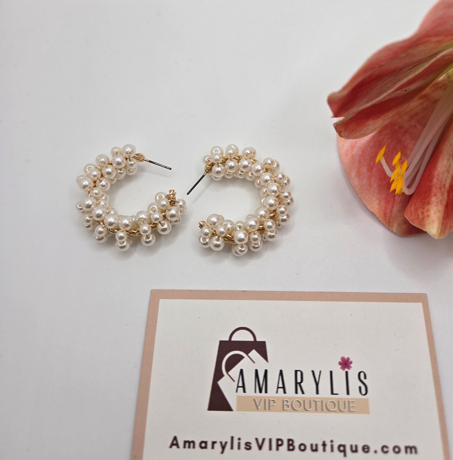 Pearl Cluster Hoop Earrings