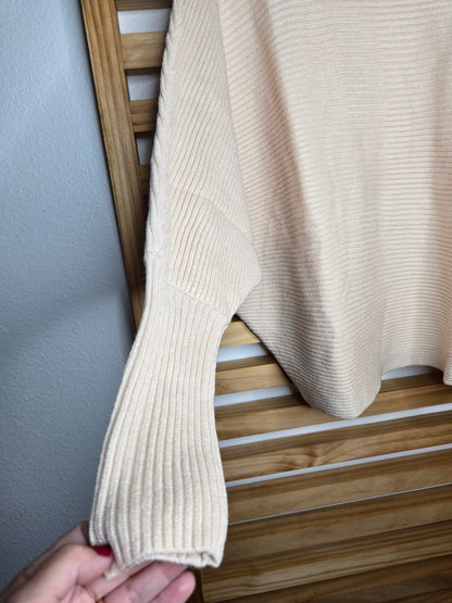 Relaxed Fit Sweater with Puff Sleeves and a Boat Neckline