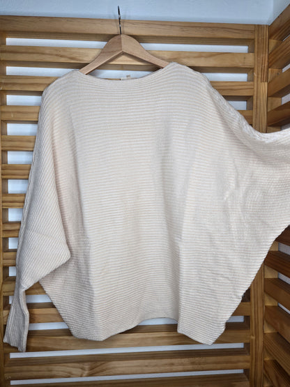 Relaxed Fit Sweater with Puff Sleeves and a Boat Neckline