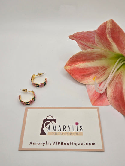 Floral 18K Gold-Plated C-Hoop Earrings