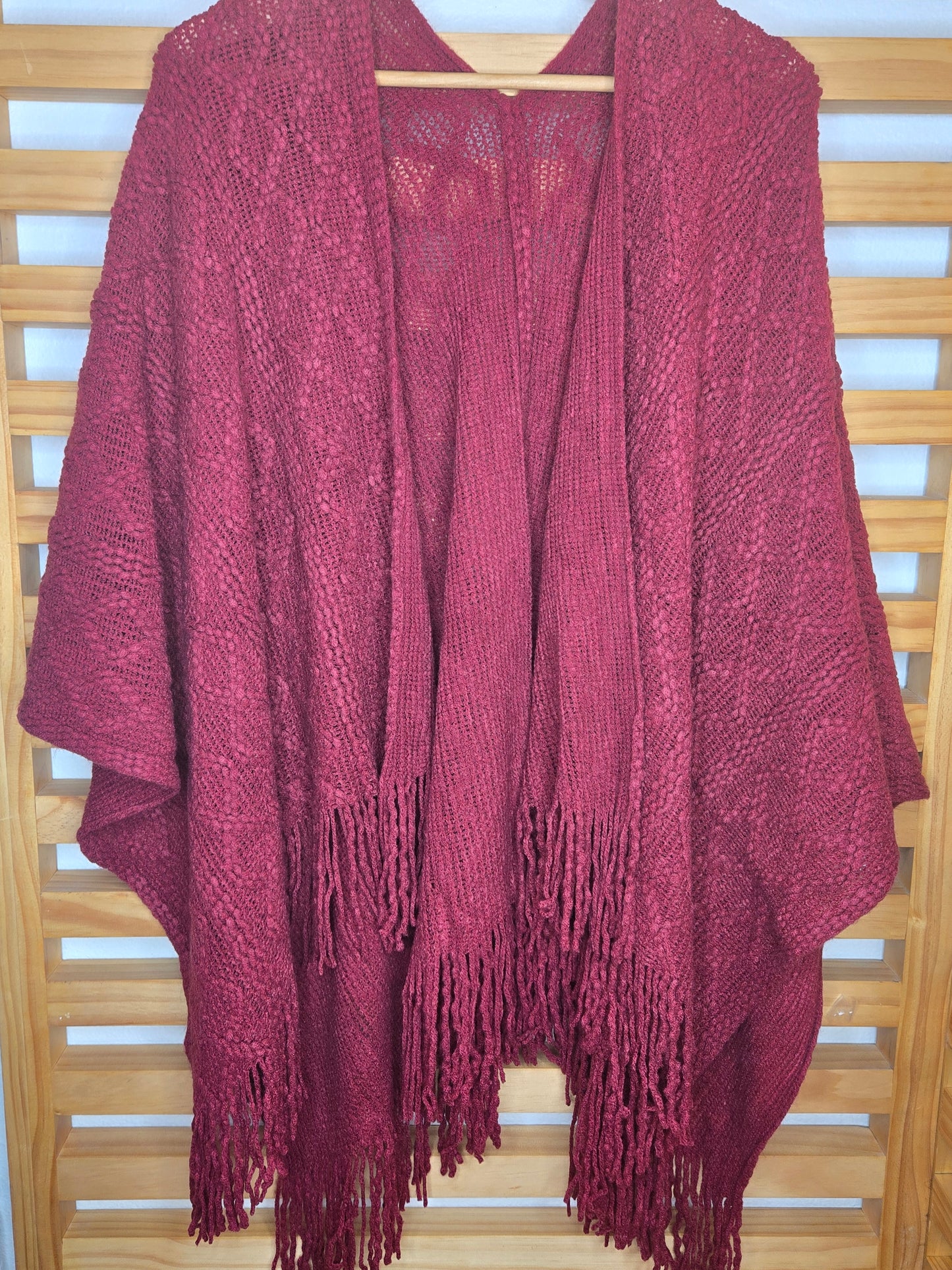 Diamond Pattern Tassel Ruana, One size