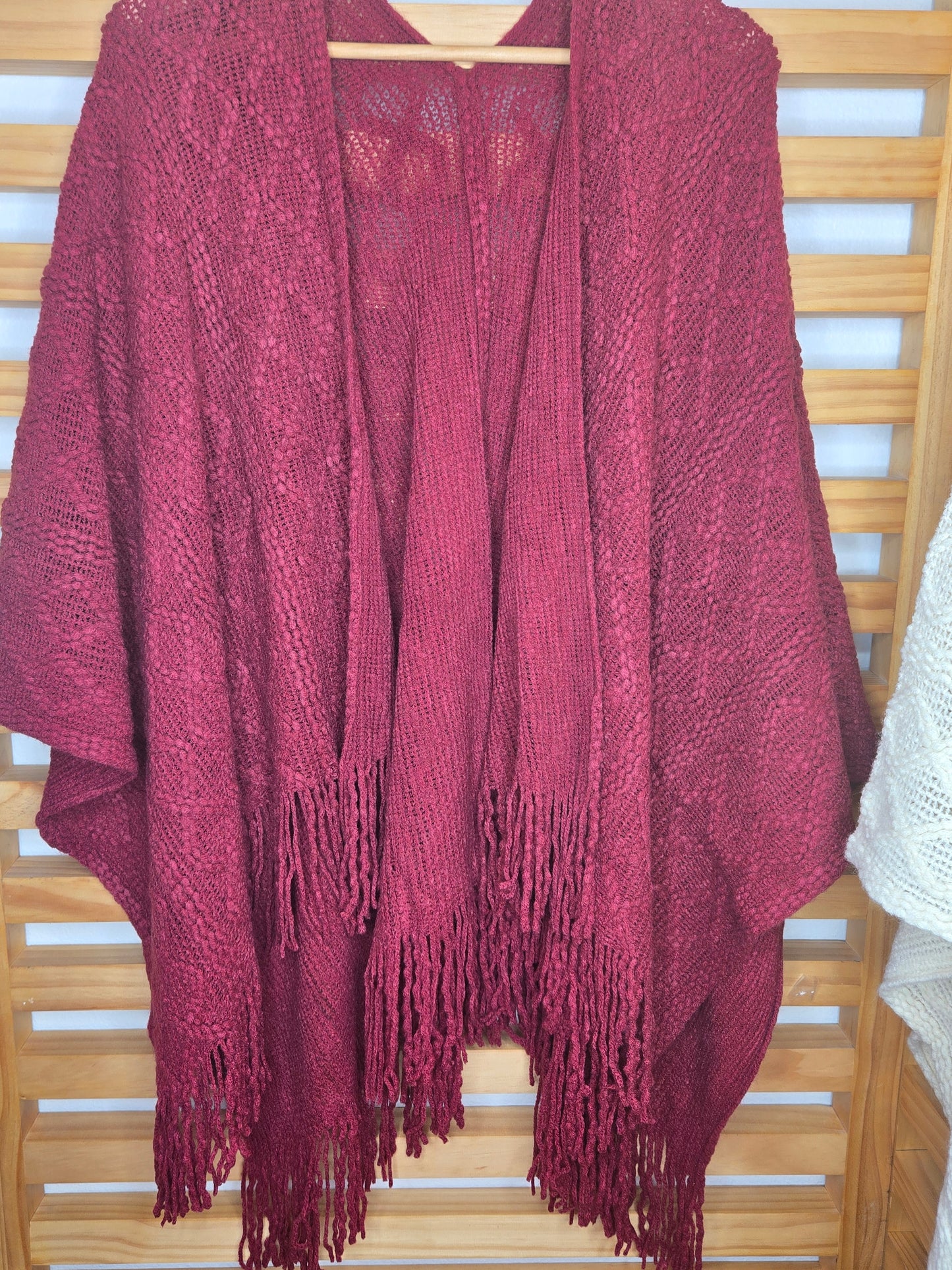 Diamond Pattern Tassel Ruana, One size