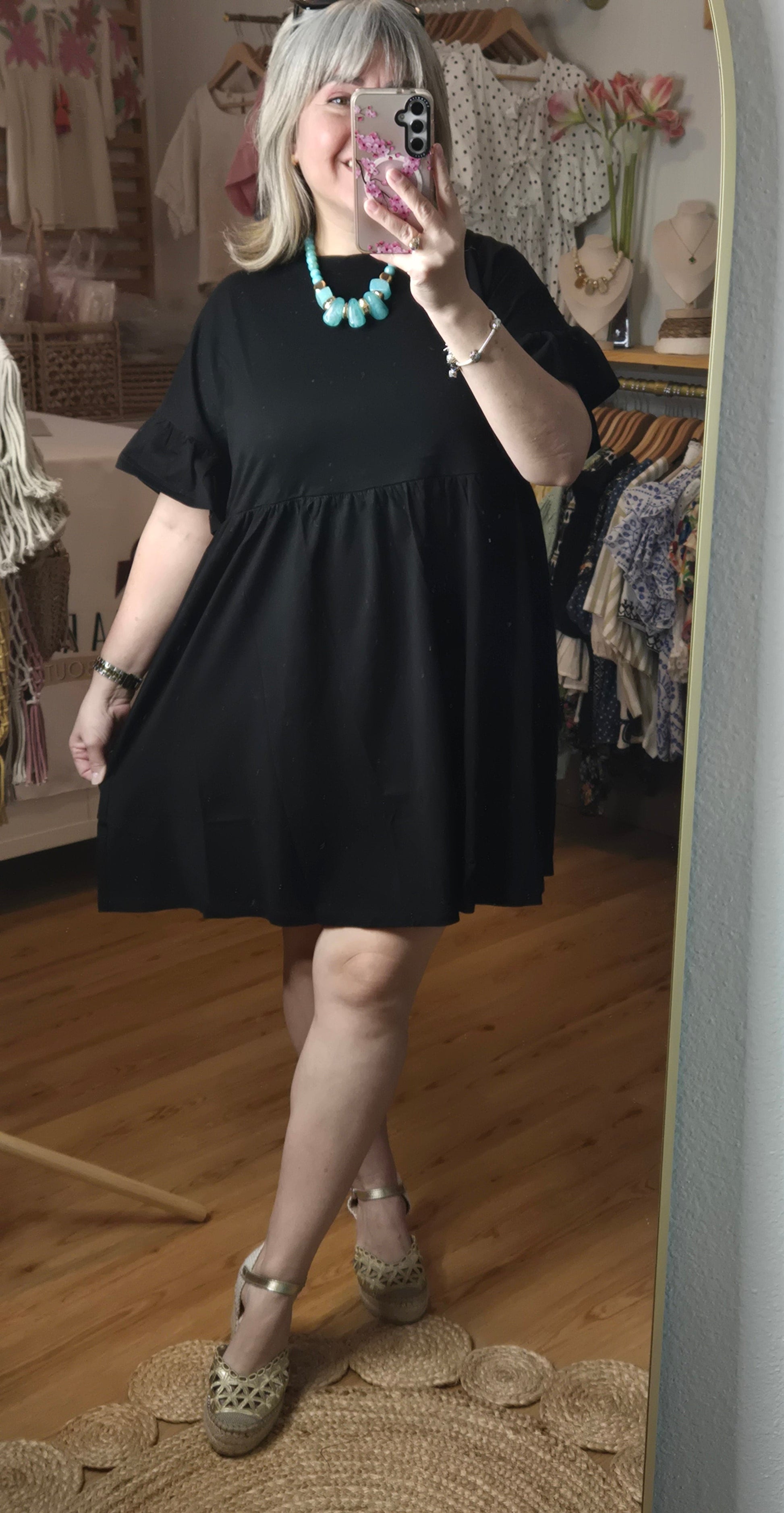 black short ruffle dress Black Short Ruffle Sleeve Cotton Dress – Amarylis VIP Boutique