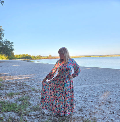 Printed Long Sleeve Maxi Dress