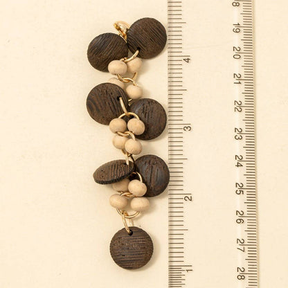wooden earrings, beaded earrings, dangle earrings, boho earrings, bohemian jewelry, lightweight earrings, natural jewelry, fashion accessories, women's earrings, everyday jewelry, boutique jewelry, earthy style