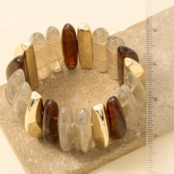 Stretch Metallic Marble Resin Bracelet
