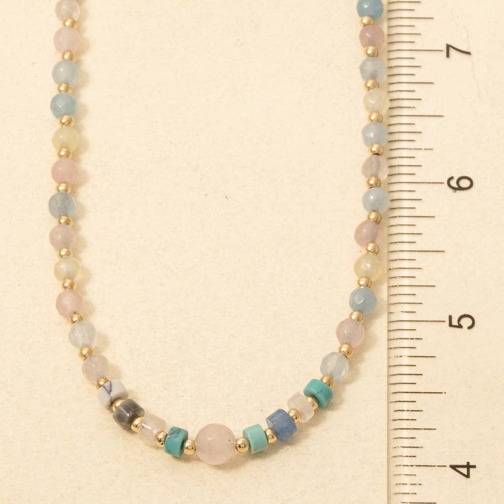 Semi-Precious Stone & Metallic Bead Statement Necklace