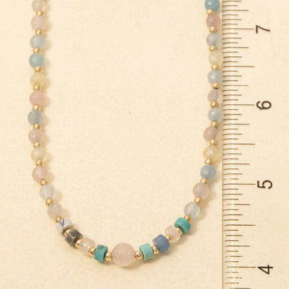 Semi-Precious Stone & Metallic Bead Statement Necklace