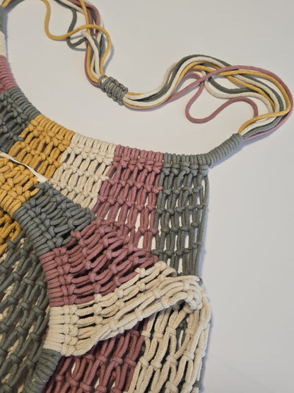 Gemma Bag- Cotton Tote - Pink and Yellow