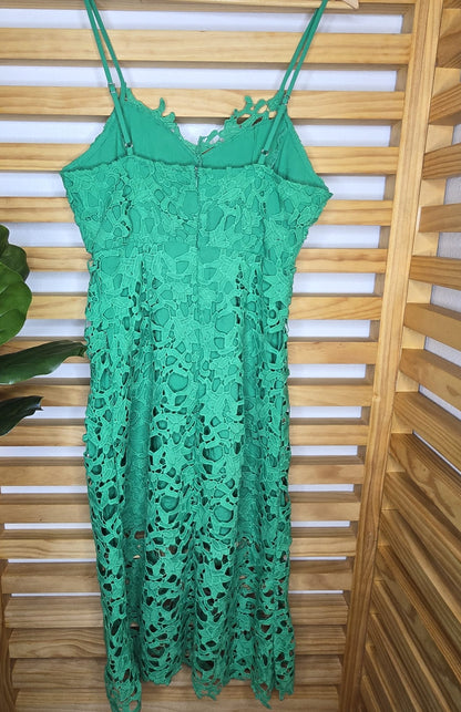 Crochet Lace Green Dress (Midi)