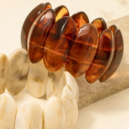 Ivory Oval Resin Stretch Bracelet