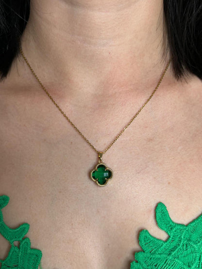 Four leaf Green Clover Necklace