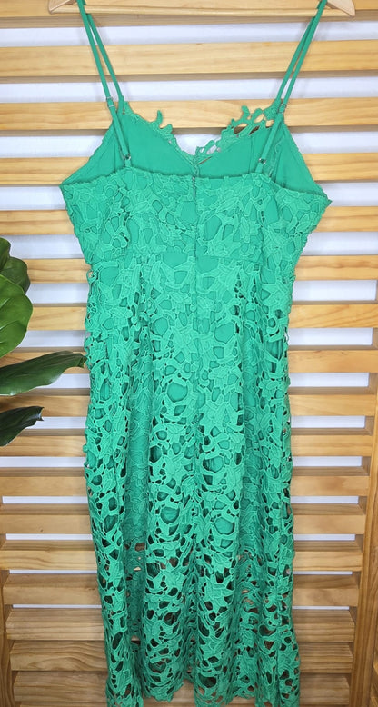 Crochet Lace Green Dress (Midi)