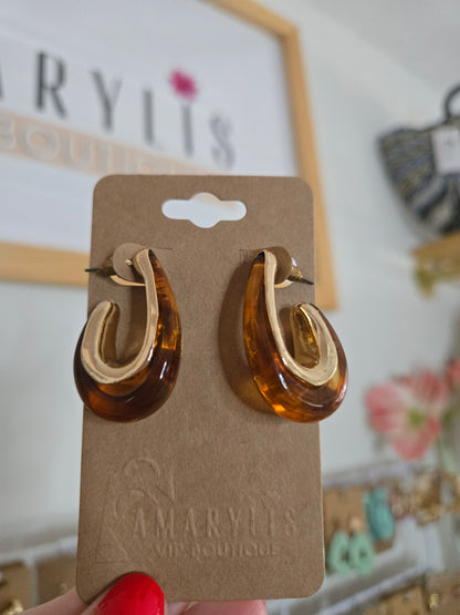 Modern Oval Resin Hoop Earrings