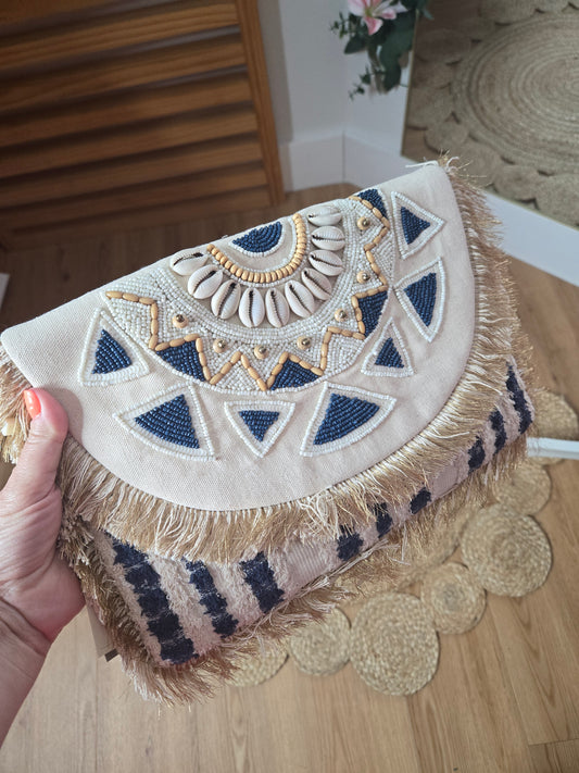 Beaded Mandala Fringe Clutch