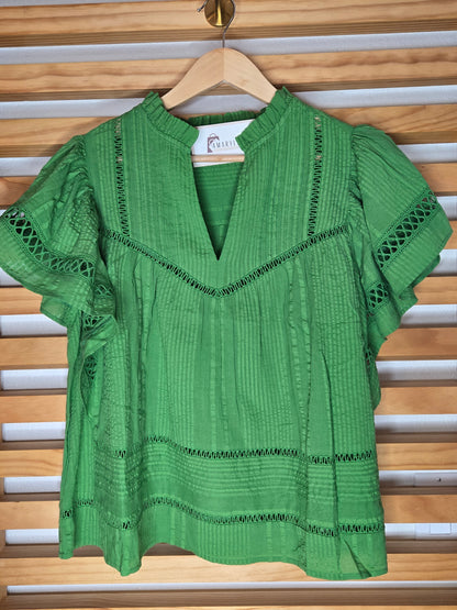 Designed with a flattering V-neckline, delicate lace accents, and soft short sleeves, this versatile piece combines comfort with timeless style. The lightweight fabric and relaxed silhouette make it easy to pair with jeans, shorts, skirts, or dress pants for both casual outings and polished everyday looks.