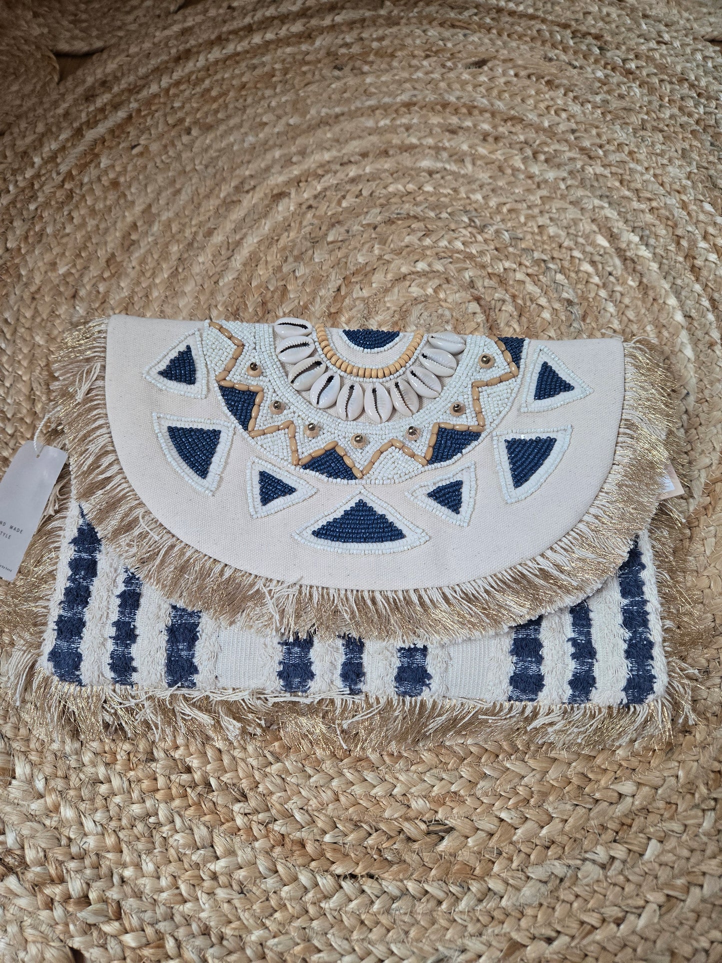 Beaded Mandala Fringe Clutch