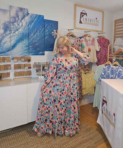 Printed Long Sleeve Maxi Dress