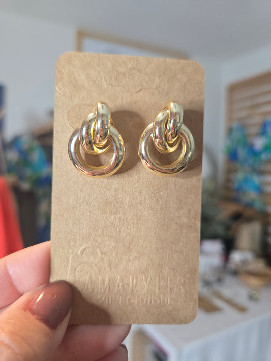 Chunky Layered Gold Door Knocker Earrings