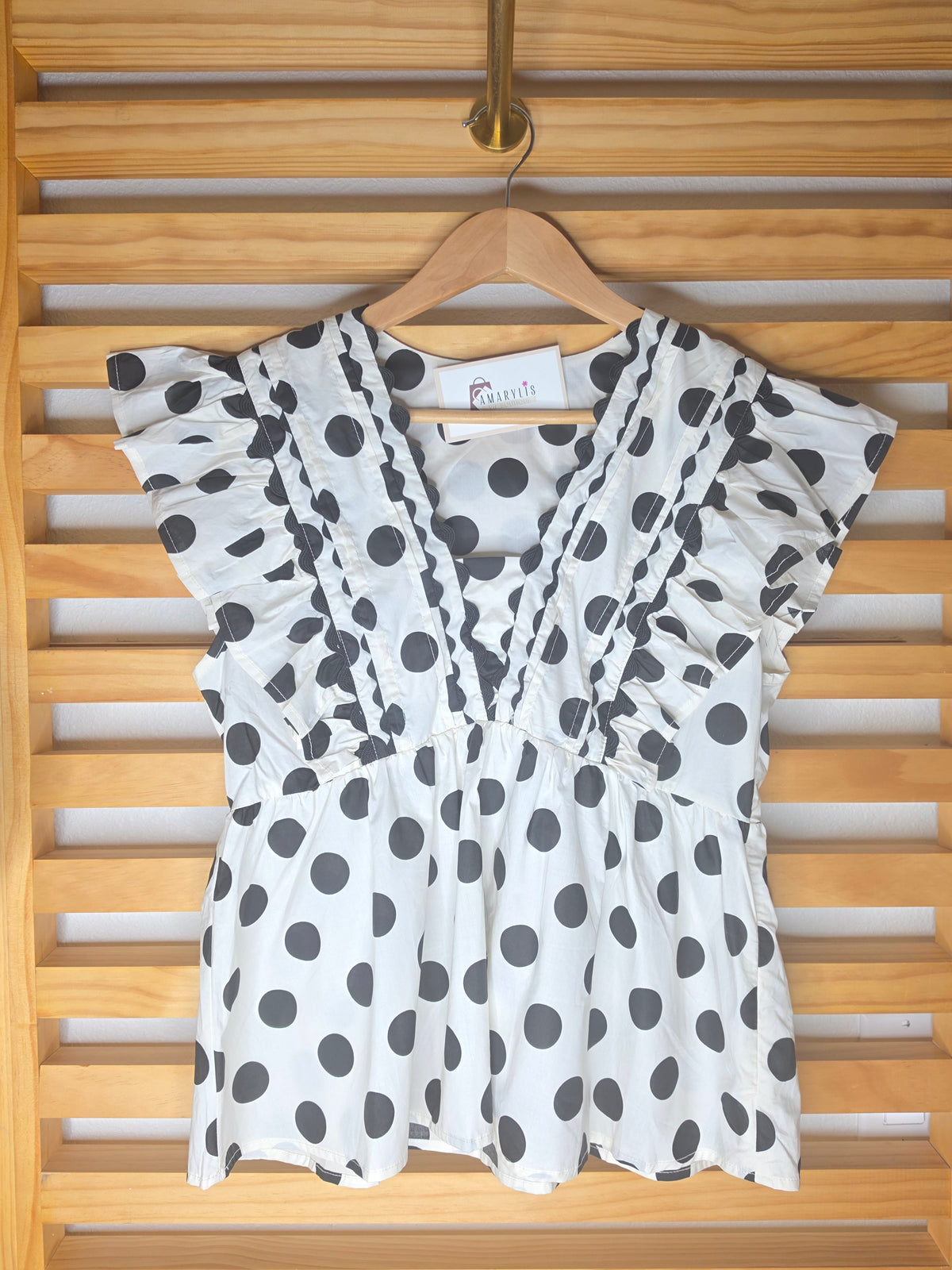 Black & White Polka Dot Ruffle Babydoll Top