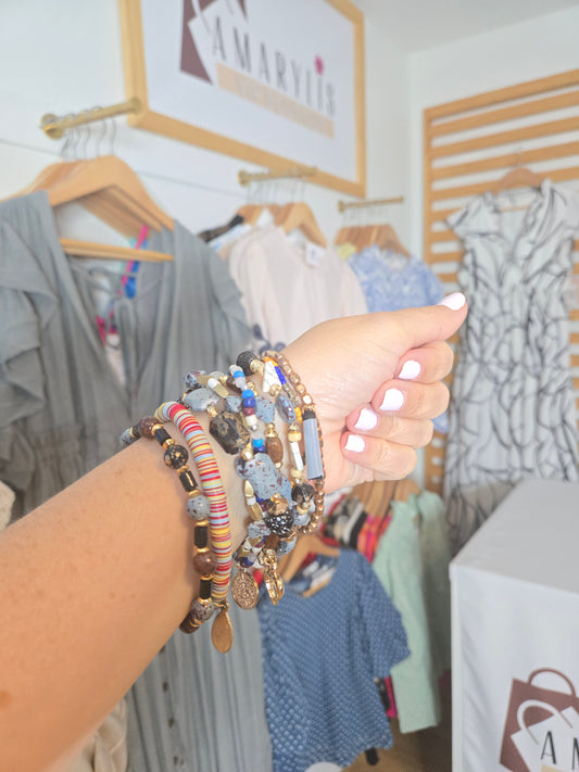 Set of 9 Layered Beaded Bracelets